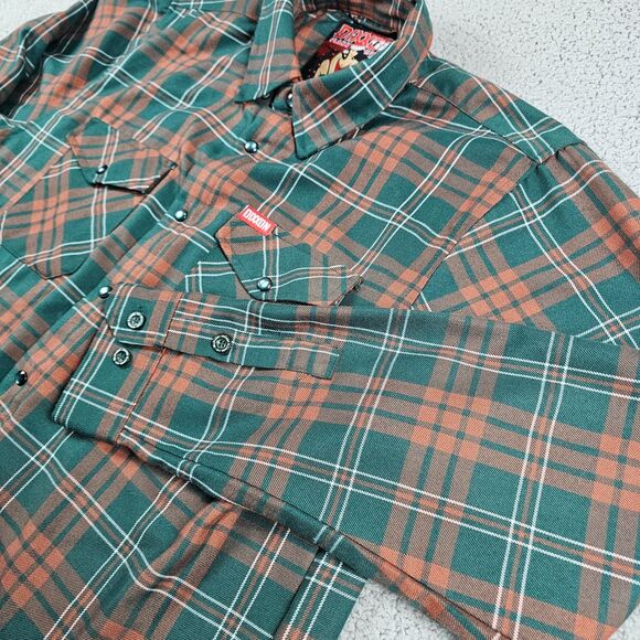 DIXXON Other - Dixxon Flannel Mens Large Green Tartan Plaid Mistletoe Pearlsnap Pockets Outdoor